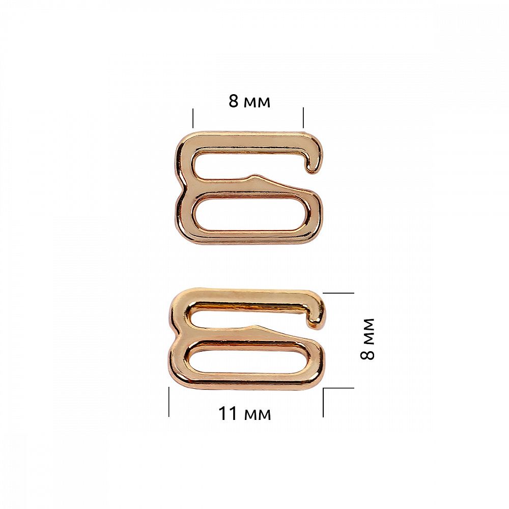 Крючки для бюстгальтера металл 8.0 мм, 908 цв.золото, уп.100 шт