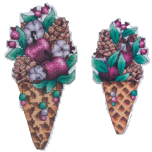 Набор для вышивания нитками МП Студия Р-1150, на пластиковой канве Вкус зимы 16х8 см