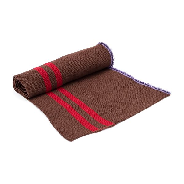 Подвяз средней плотности с полосками (100% полиэстер), 1*1, высота 14см (7см*2), длина 70-73см (8098/8046 коричневый с красными полосками)