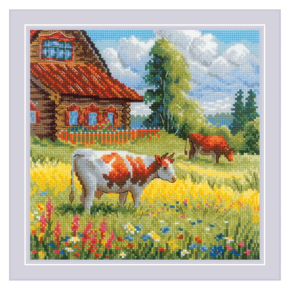 Набор для вышивания нитками Риолис 2311, Золотое лето. Околица 20х20см