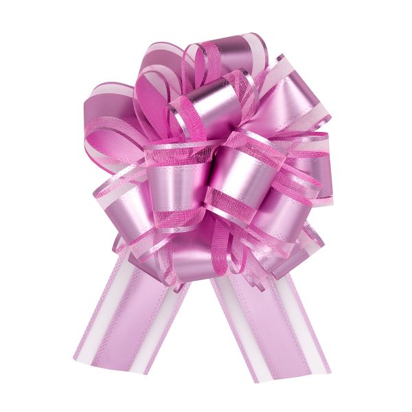 Бант-шар для упаковки подарка ⌀14 см, ширина ленты 5 см, 1 шт, 74 светло-розовый
