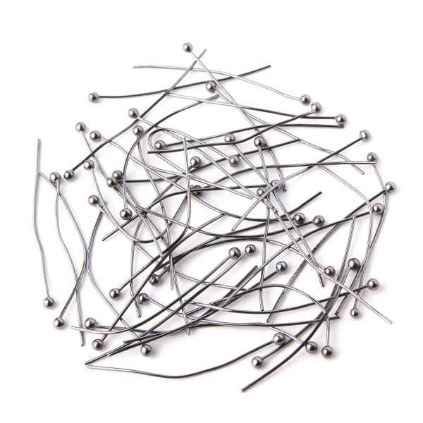 Штифты с шариком 3см, 50 шт в упак, Астра, Черный никель