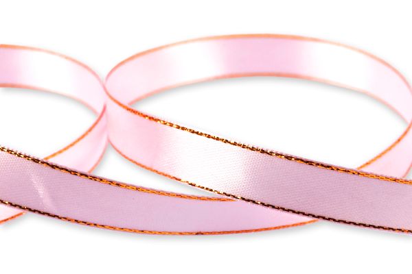 Лента атласная 2-сторонняя с метанитью 12.0 мм / 33±2 метра, №002 бл.розовый/золото, Gamma AL-12M