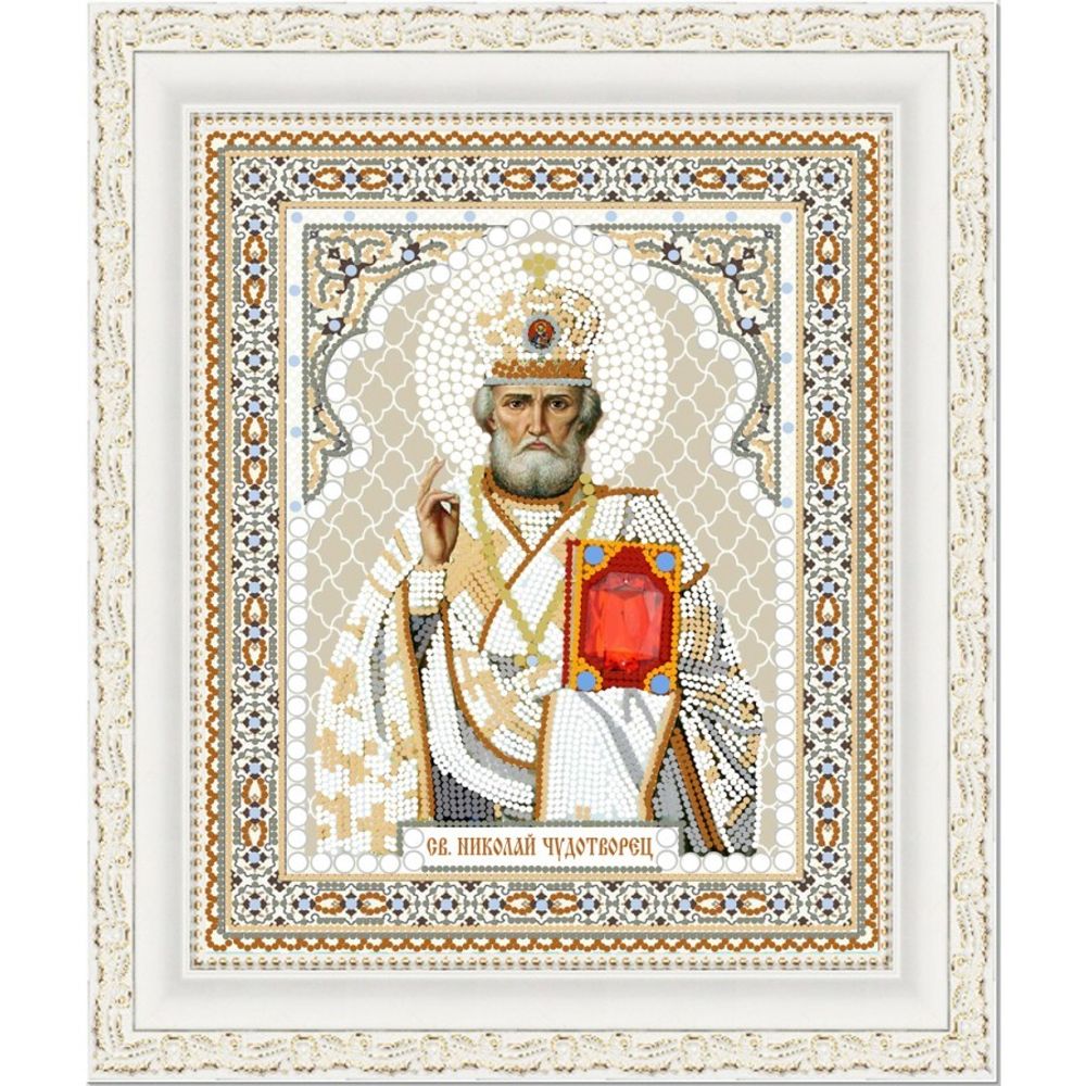 Рисунок для вышивания бисером Конек (ткань), 7106 Св. Николай Чудотворец 20х25 см