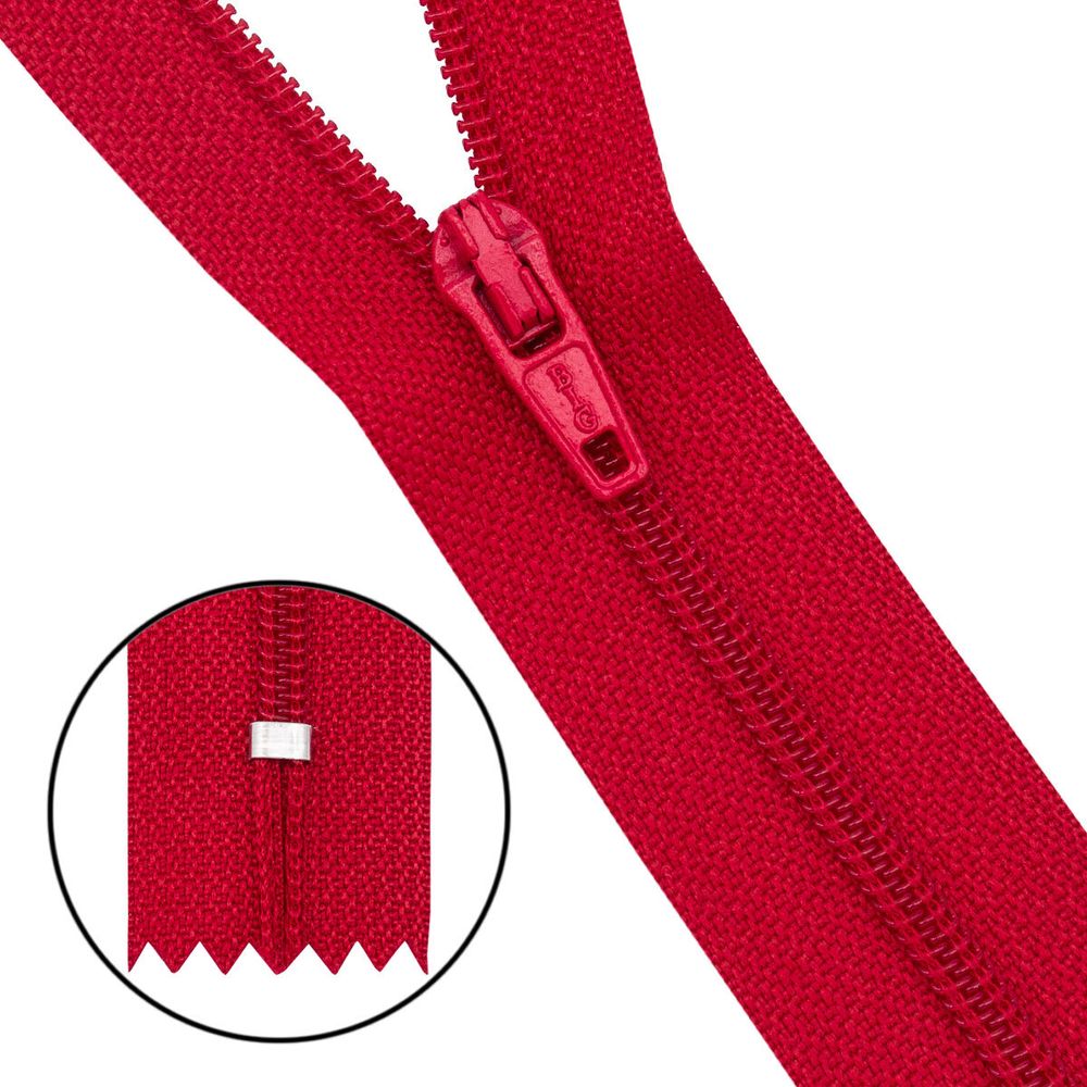 Молния спираль (витая) Т3 (3 мм) 1 зам., н/раз., 20 см, автомат, красн, 30103, 10 шт