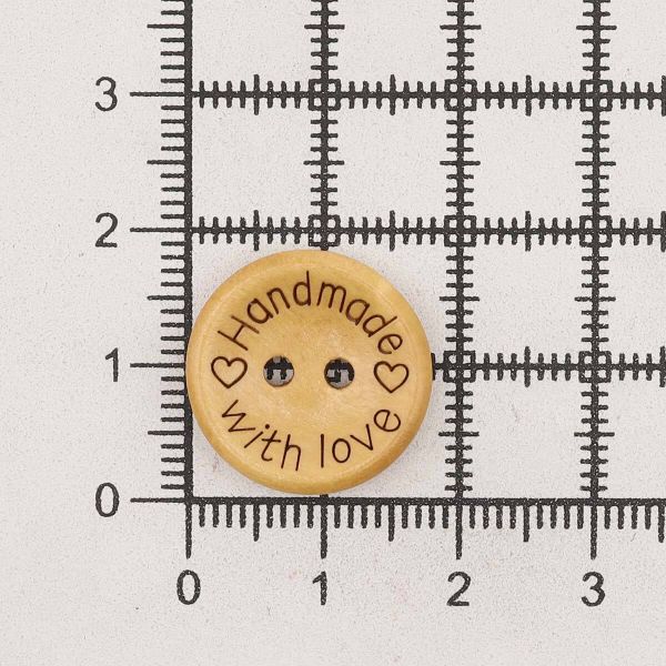 Пуговицы на 2 прокола Handmade with love 28L (18мм), дерево (Yellow (желтый)), W22, 36 шт