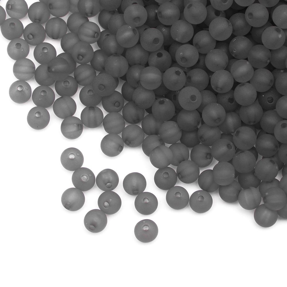 Бусины пластик ⌀8 мм, полупрозрачные, 2008 матовые, 500гр. (030 серый), (7728463)