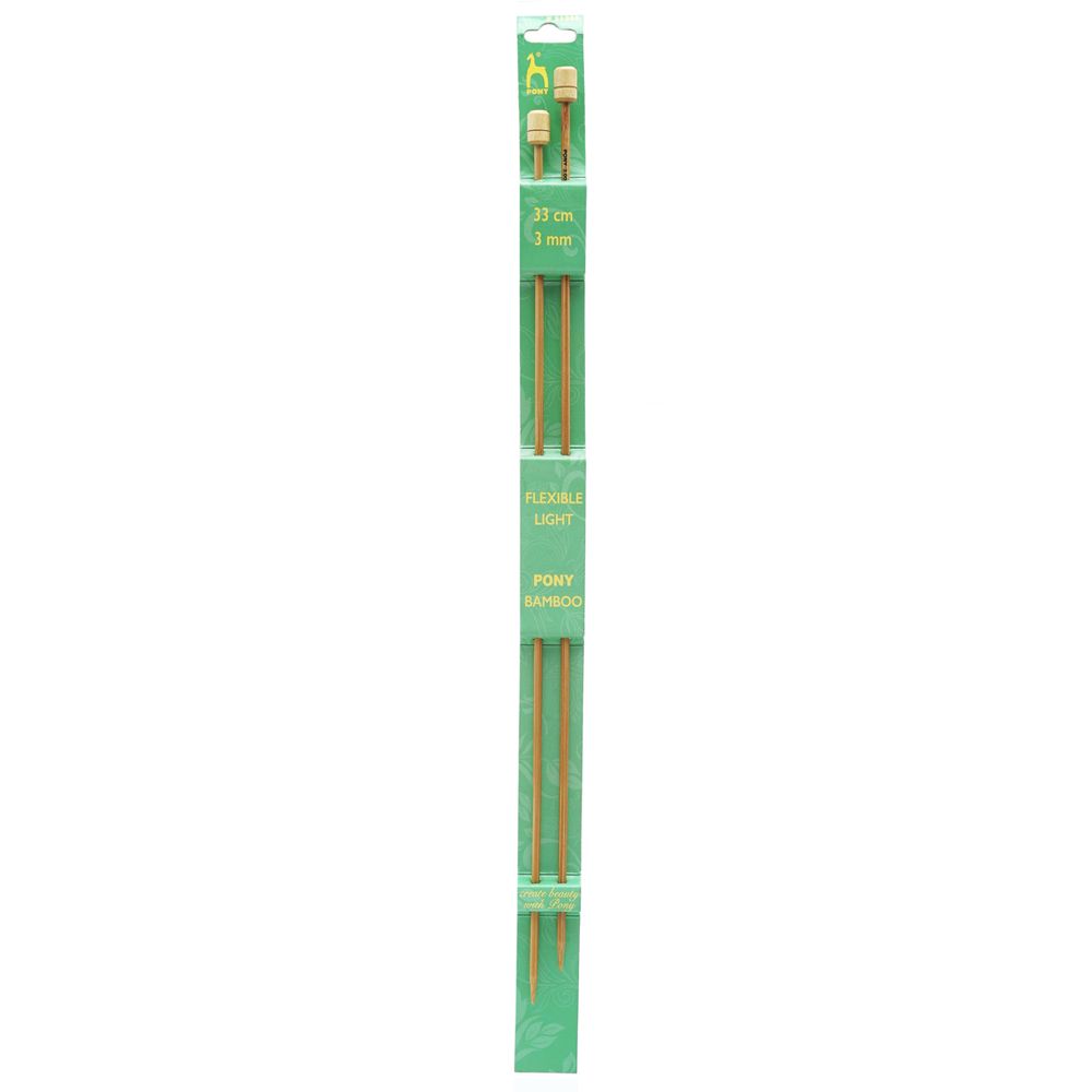 Спицы прямые Pony Bamboo ⌀3.0 мм, 33 см, бамбук, 2 шт, 66805