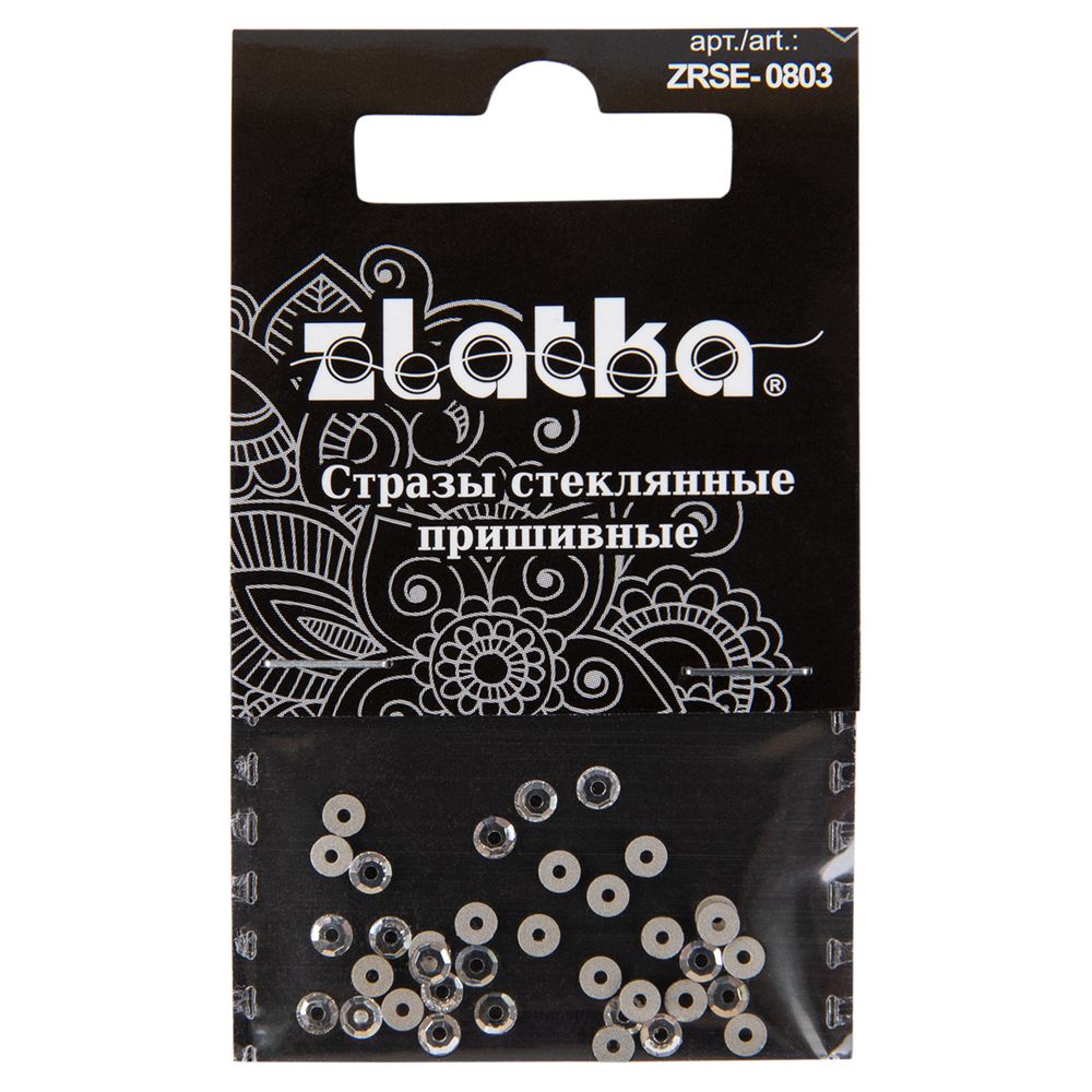 Стразы стекло 3 мм, 5х36 шт, №01 белый (Crystal), Zlatka ZRSE-0803