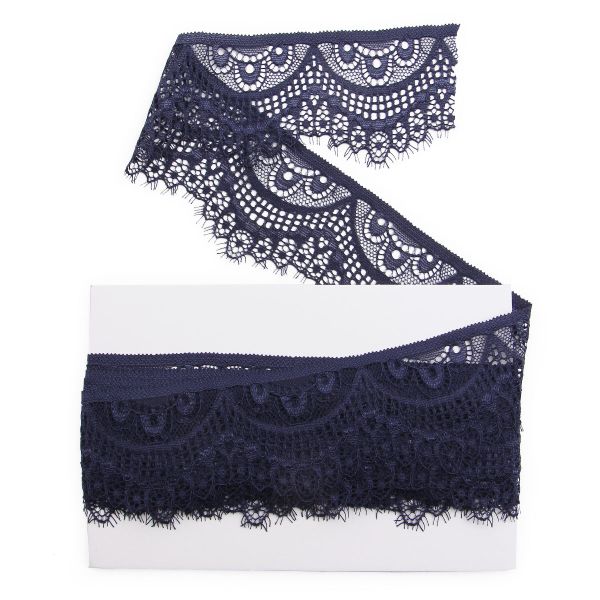 Кружево эластичное (стрейч) 60 мм / 13.71 метра, C147 индиго