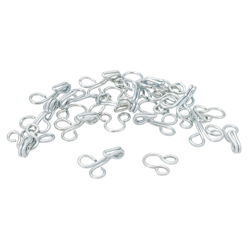 Крючки пришивные 11 мм, 14 шт, с петлями, серебристые, без никеля, Pony, 78503/01