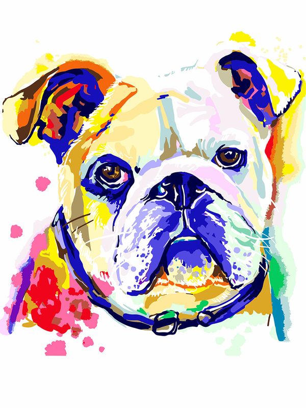 Холст для раскрашивания по номерам PNB/C3 №61, Бульдог. Акварель, 40х30 см