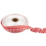 Лента (тесьма) жаккардовая 24.0 мм / 25 метров, Орнамент для северных народов, рис 7527 белый/красный (№1), Gamma С3772