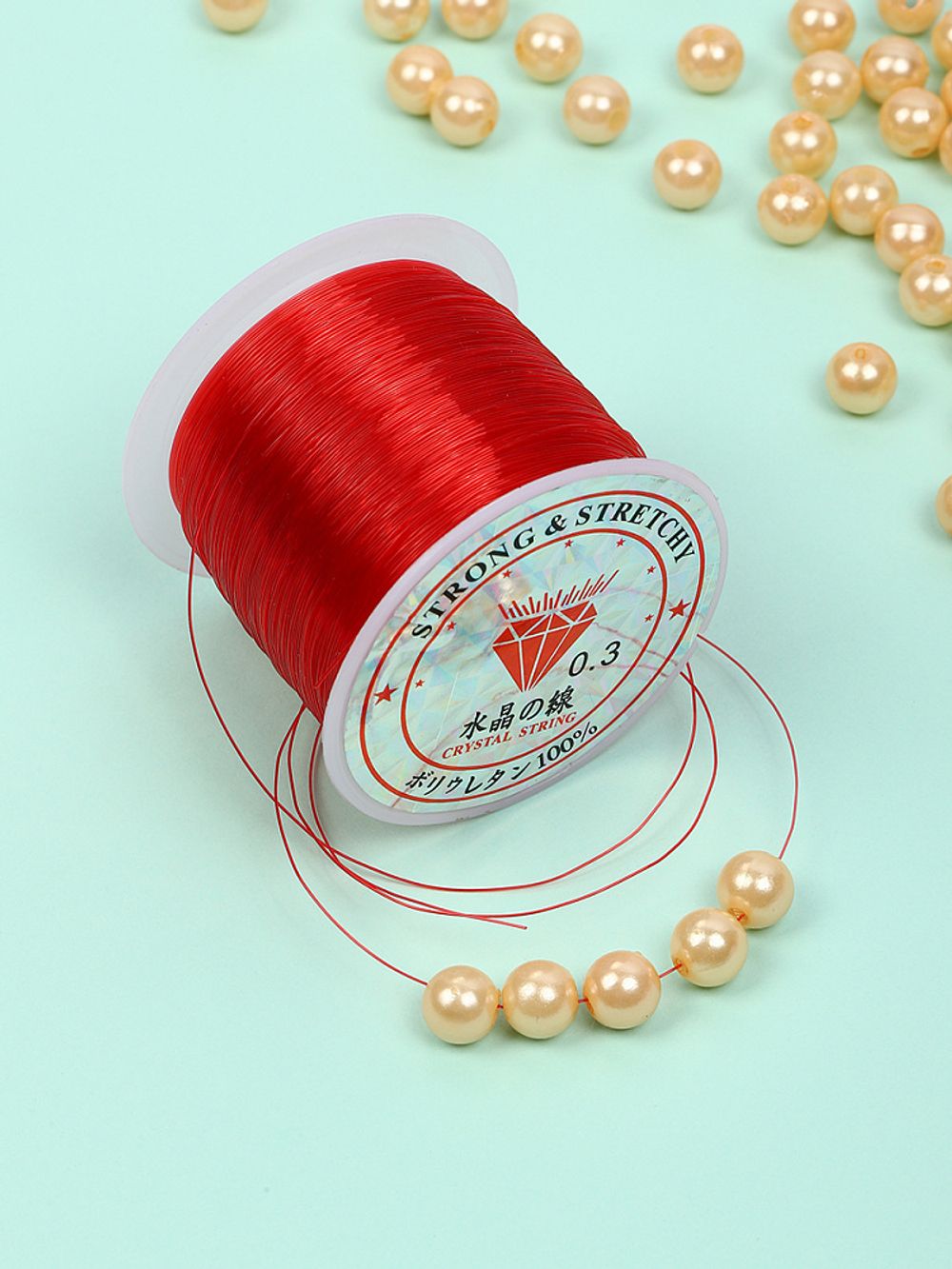 Нить-леска 0.3 мм, 100 м, цв. красный