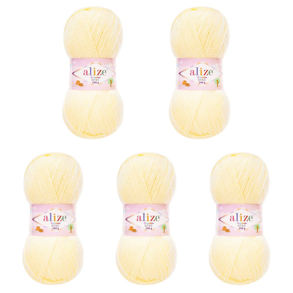 Пряжа Alize (Ализе) Sekerim Bebe / уп.5 мот. по 100 г, 320м, 1 кремовый