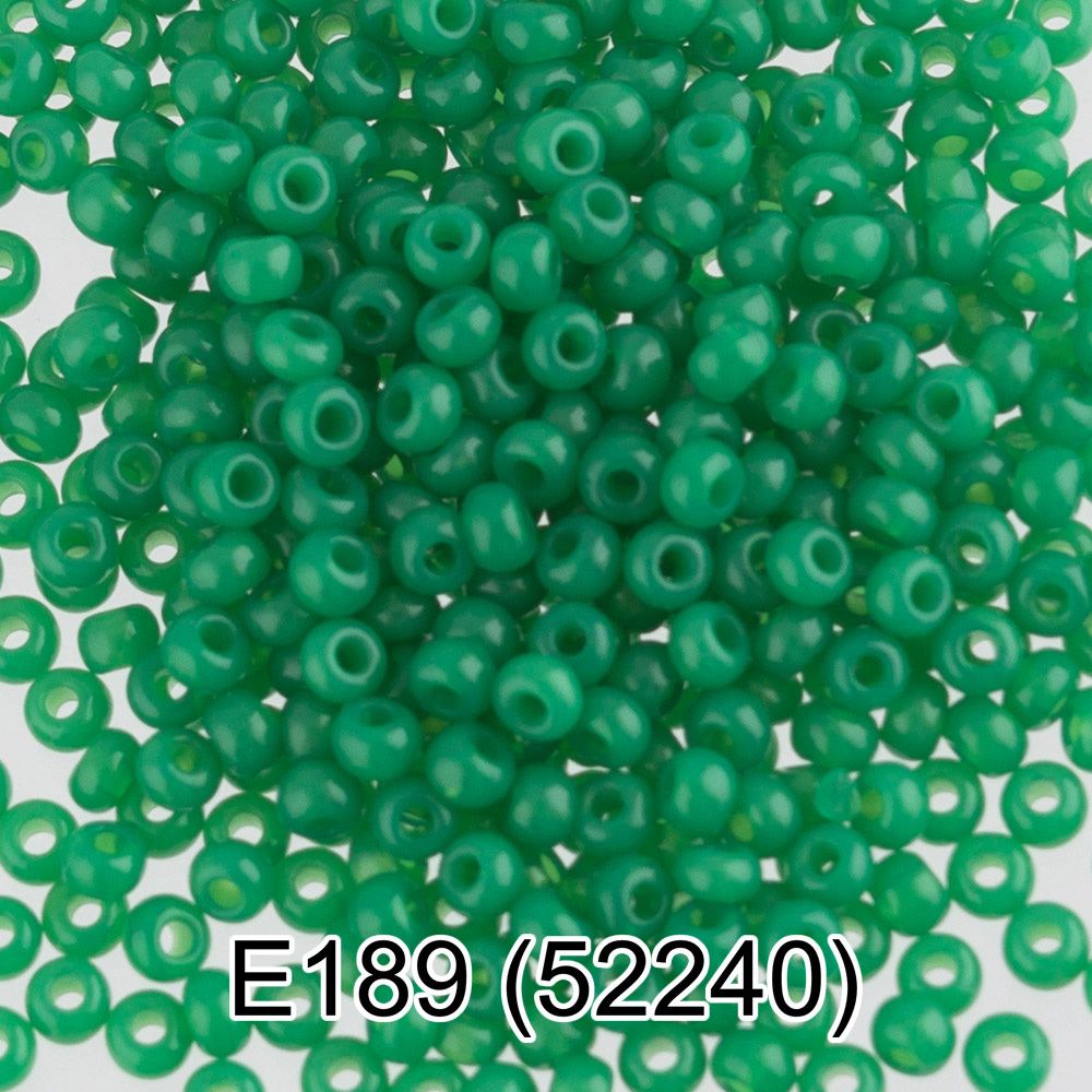 Бисер Preciosa круглый 10/0, 2.3 мм, 10х5 г, 1-й сорт, E189 зеленый, 52240, круглый 5