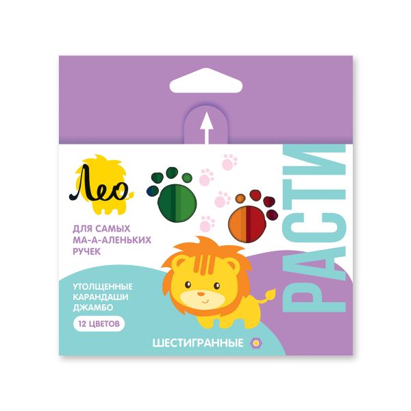 Набор цветных шестигранных коротких карандашей джамбо LGJHP-12 заточенный 12х12 цв, Лео LGJHP-12