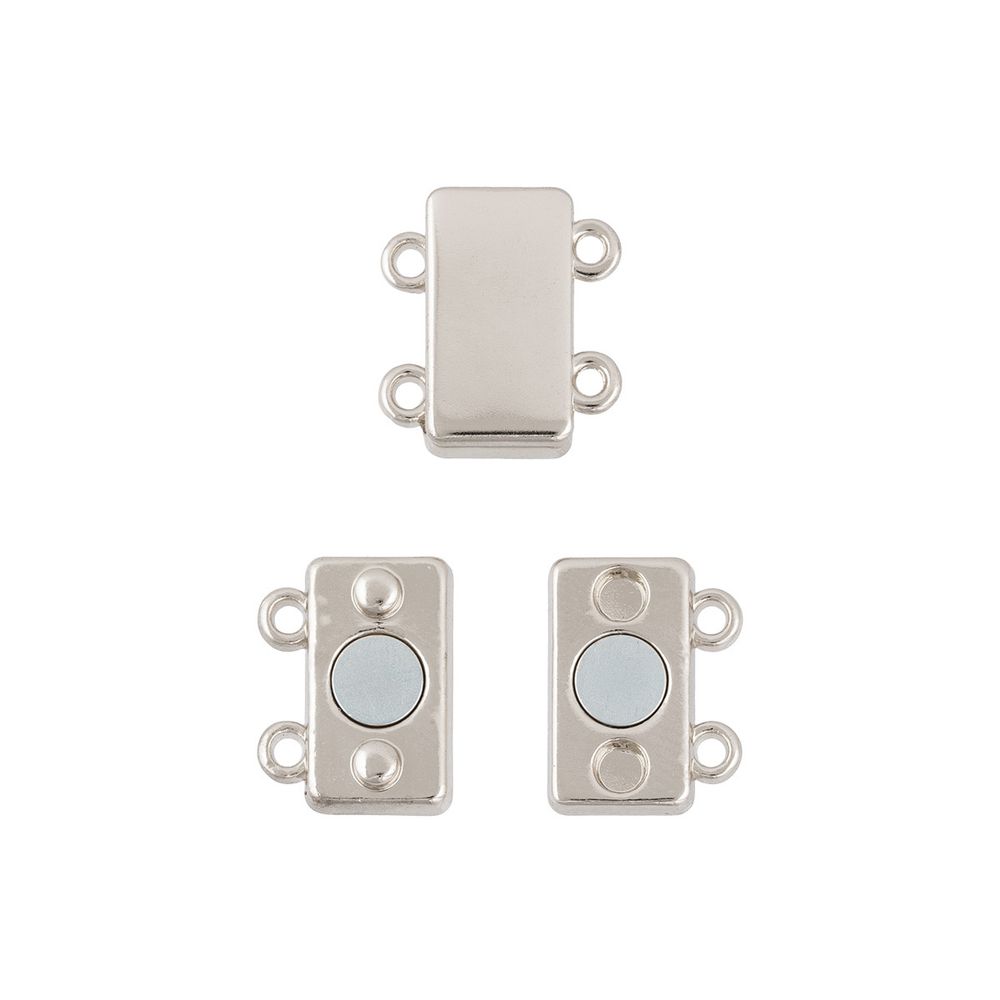 Замок магнитный для украшений 14х10.6 мм, 10 шт (5х2 шт), 01 под серебро, Zlatka FMK-M04