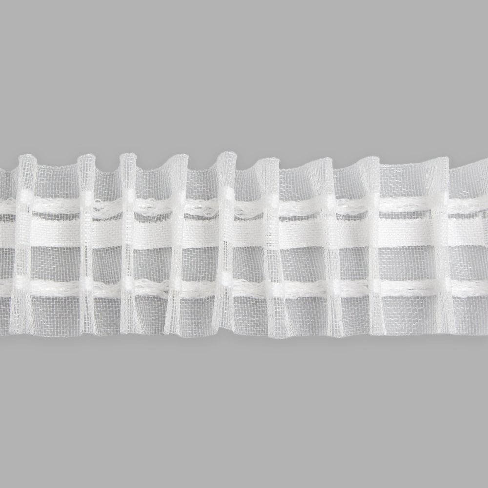 Лента (тесьма) шторная: сборка параллельная (1:2) 40 мм / 5 метров, (1 ряд петель, 2 шнура), прозр., 0С797ПЭ-Р4992В