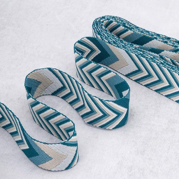 Стропа (ременная лента) 38 мм / 3 метра, [40 г/пог.м], с принтом 2-сторонняя, D142 джинсовый/белый, 3Al354