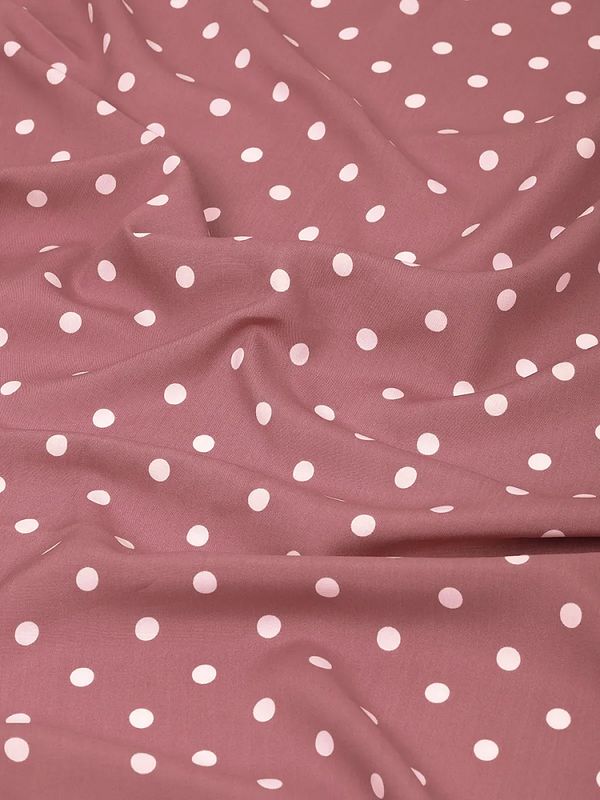Штапель в горошек 90 г/м², 145 см / 2 метра, TBY.Vidt.08 цв.розовый