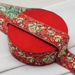 Лента (тесьма) жаккардовая 50.0 мм / 25±1 метров, рис. 9568 Гжель, (6 красный/зеленый/желтый/белый) С3379Г17