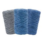 Шпагат джутовый ⌀1.4 мм / 50 метров (50 г), 2-ниточный, 1200 текс, евробобина, 3 шт, ассорти 2 (синий, голубой, серый)
