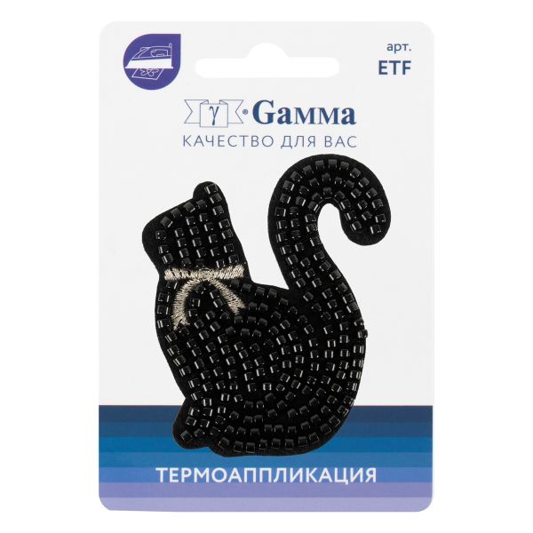 Термоаппликация № 07, 1 шт, 02-701 Кошка с бисером 5х6 см, Gamma, ETF