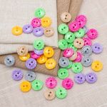 Пуговицы пластиковые 11.5 мм, Цветное ассорти, 6 цветов, набор 52 шт