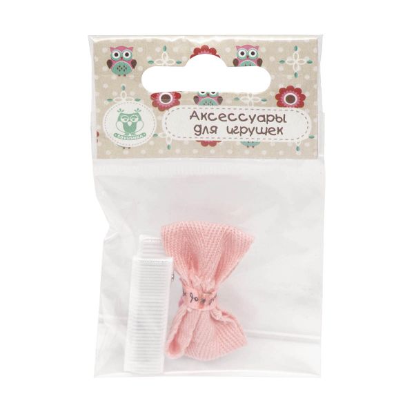 Набор бантик и заколка, мини 35мм/35мм, св.розовый/белый