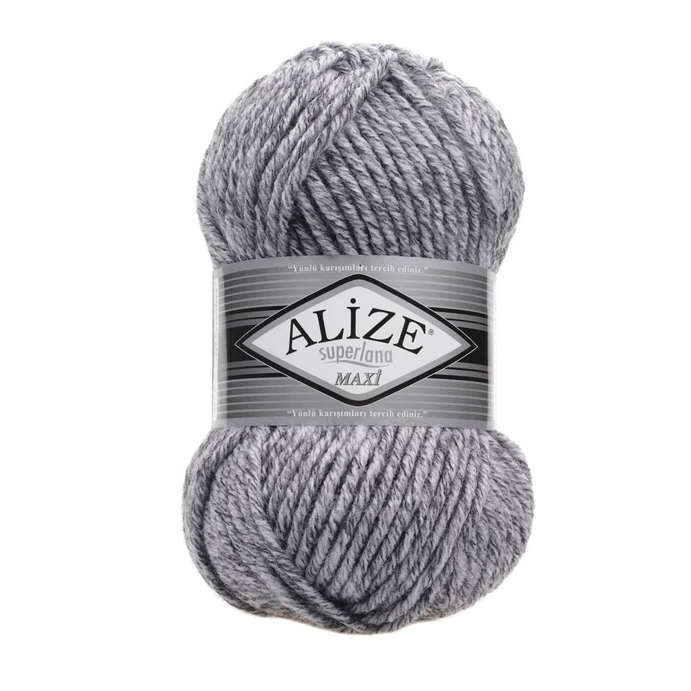 Пряжа Alize (Ализе) Superlana Maxi / уп.5 мот. по 100 г, 100м, 801 серый жаспе A