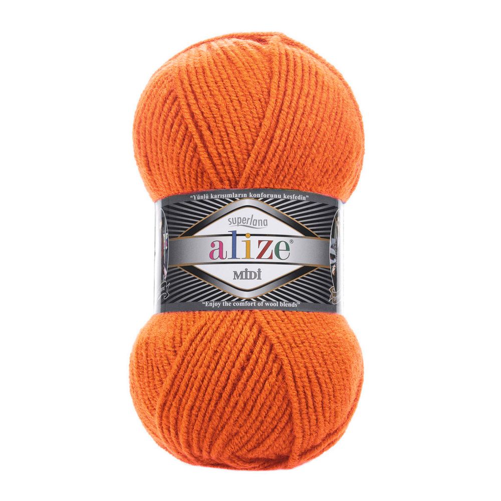 Пряжа Alize (Ализе) Superlana Midi / уп.5 мот. по 100 г, 170м, 225 оранжевый А