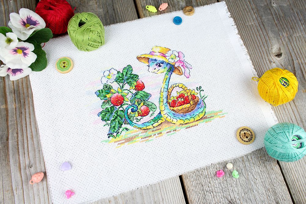 Набор для вышивания нитками МП Студия М-792, Ягодный урожай, 13х19 см