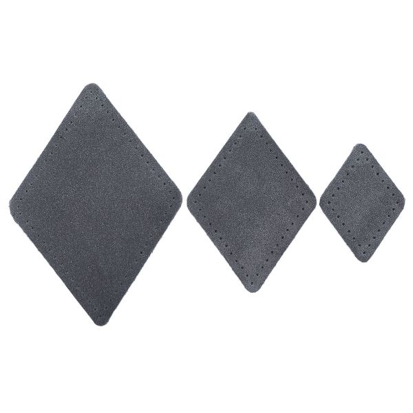 Набор заплаток пришивных из замши, ромб 4х5,6см, 6х8,4см, 8х11,2см, с перфорацией, 3 шт (26 серый), 59405
