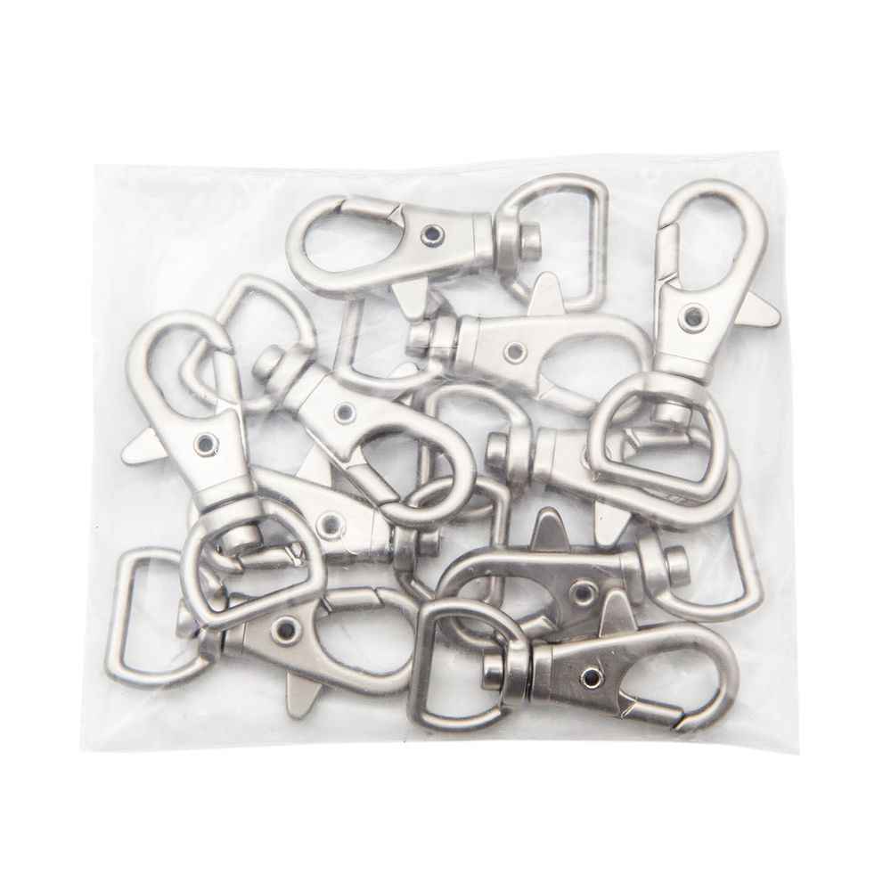 Карабин металл 13.0 мм (40х18 мм), серебро, 10 шт