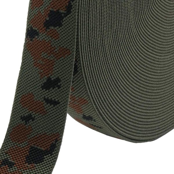 Резинка для подтяжек (помочная) 40.0 мм / 25 метров, Камуфляж, 158 оливк./коричн./черный