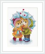 Набор для вышивания нитками МП Студия М-778, Двое под зонтом, 18х13 см