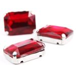 Хрустальные стразы в цапах прямоугольные (серебро) красный 13х18мм, 3 штук Astra&Craft, ПЦ003НН1318