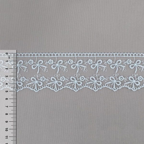 Кружево на сетке 50 мм / 10 м, голубой, Gamma GKM-5001M