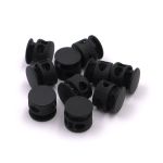 Фиксатор (зажим) для шнура металл 2 отв., 10.5х11.8 мм, ⌀3.7 мм, металл, P.Black (черная резина), MFR08, 10 шт