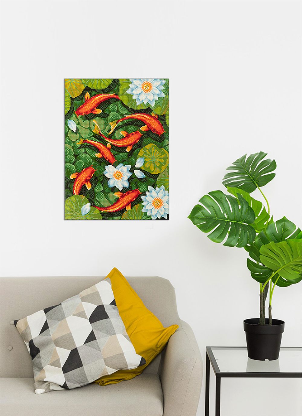 Алмазная (кристальная) мозаика Фрея ALPD-204, на подрамнике Карпы Кои, 40х30 см