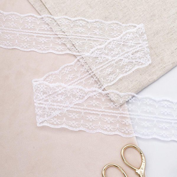 Кружево на сетке 45 мм / 9.14 метра, 32 белый, 3AR3730