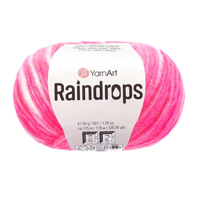 Пряжа YarnArt (ЯрнАрт) Raindrops / уп.10 мот. по 50 г, 115 м, 2915 ярко-розовый меланж