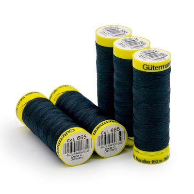 Нитки для трикотажа Gutermann Maraflex, 150м, 665 сине-черный, 5 катушек