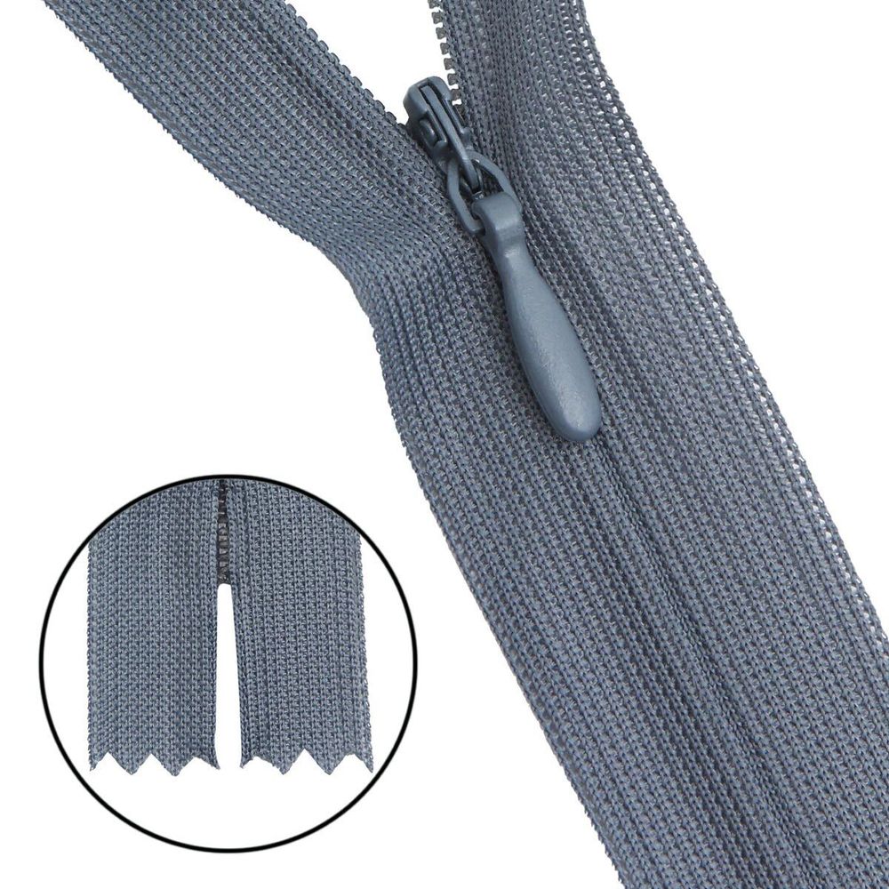 Молния потайная (скрытая) Т3 (3 мм) 1 зам., н/раз., 20 см, серый, 31204 / 20, 10 шт