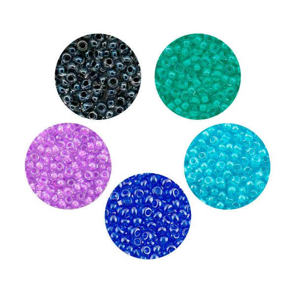 Набор бисера Preciosa 086, 5 цветов по 20 гр, № 10/0 (2.3 мм), диаметр 2,3 мм, 100 гр