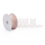 Лента декоративная с волнистым краем 38.0 мм / 18.29±1 метров, 100% органза, (03 розовый)