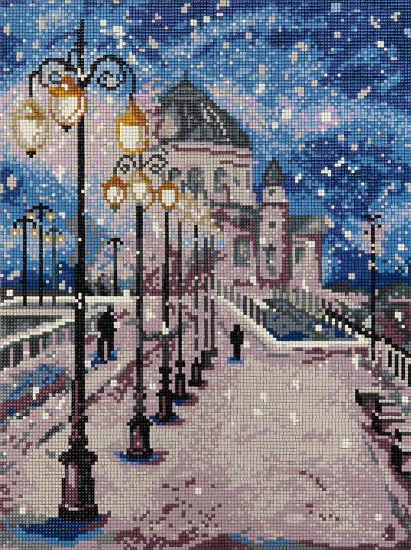 Алмазная (кристальная) мозаика Фрея ALPD-171, на подрамнике Зимний Храм Христа Спасителя, 30х40 см
