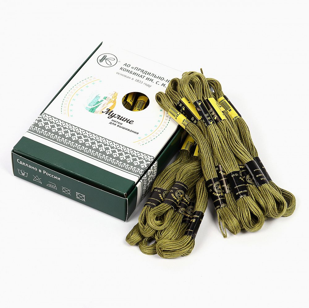 Нитки мулине, 8704 оливковый 24х8м С-Пб