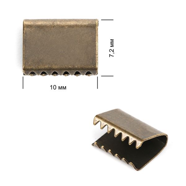 Наконечник-зажим для стропы металл 10х7,2 мм, цв.4 бронза, уп. 50 шт